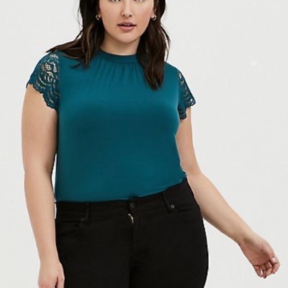 Torrid Teal Studio Knit High Neck Top Size 3 - Picture 4 of 8